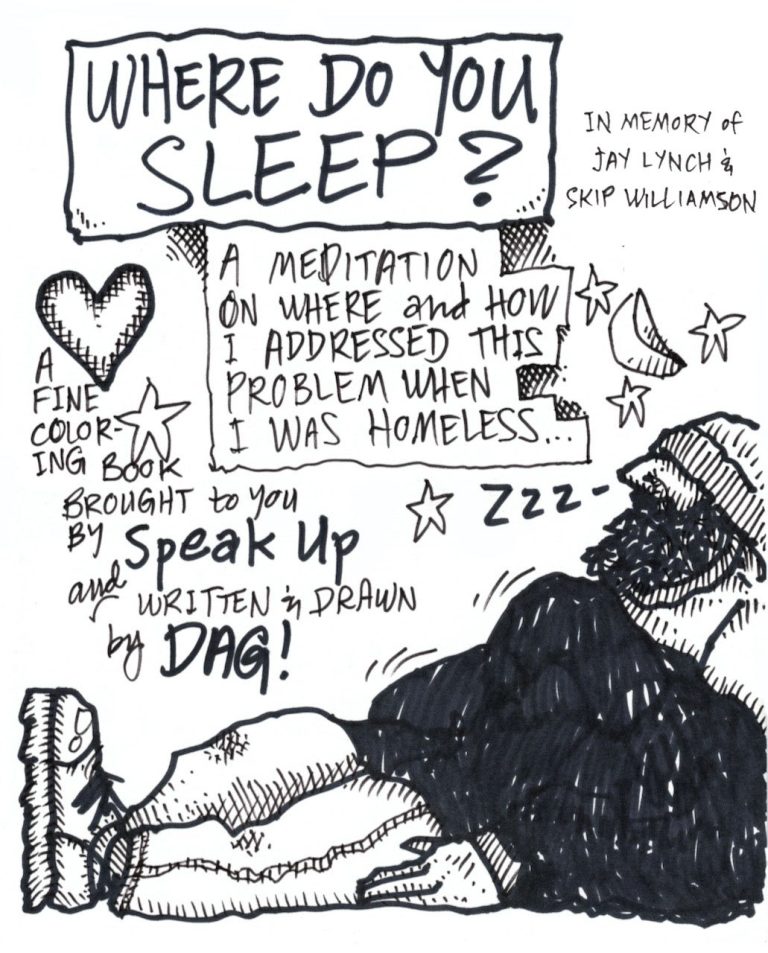 A drawn page by David Alan Goldberg from Beans 0 · Where to Sleep