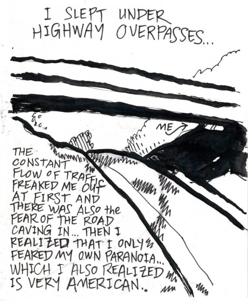 A drawn page by David Alan Goldberg from Beans 0 · Where to Sleep