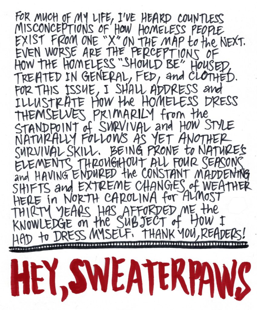 A drawn page by David Alan Goldberg from Beans 2 · What to Wear