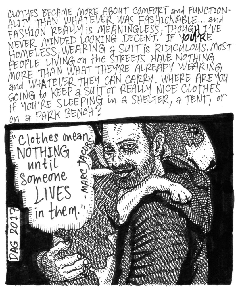 A drawn page by David Alan Goldberg from Beans 2 · What to Wear