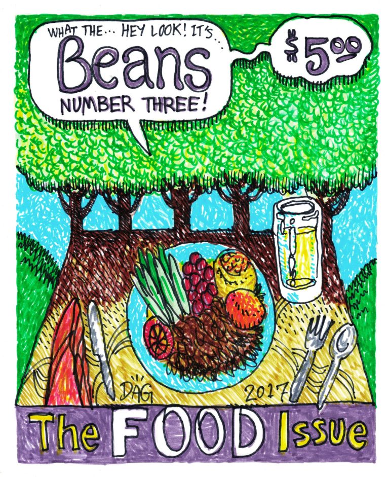 A drawn page by David Alan Goldberg from Beans 3 · The Food Issue