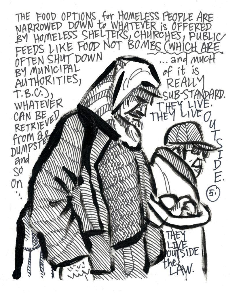 A drawn page by David Alan Goldberg from Beans 3 · The Food Issue