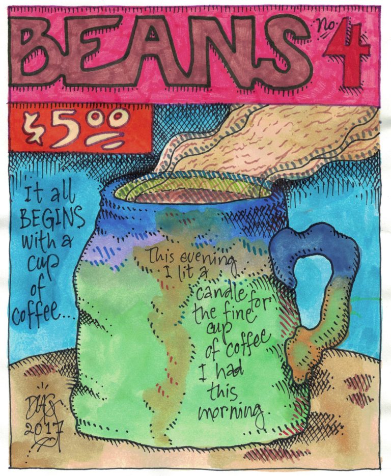 A drawn page by David Alan Goldberg from Beans 4 · Meditations on Coffee