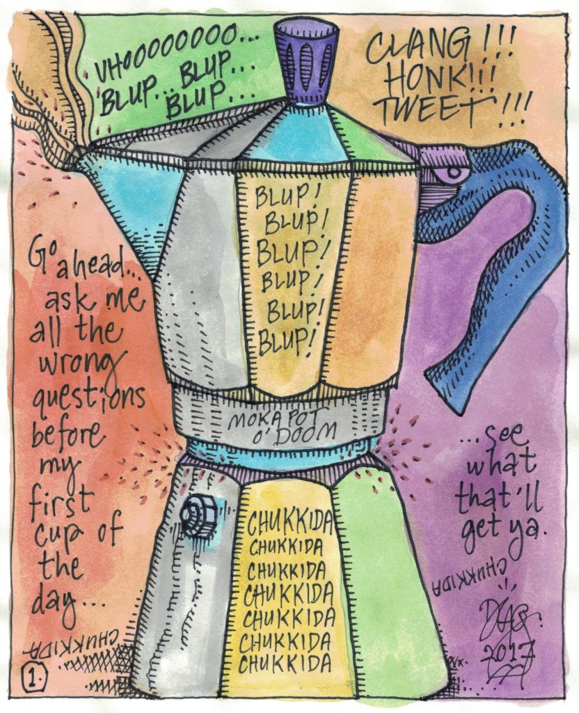 A drawn page by David Alan Goldberg from Beans 4 · Meditations on Coffee
