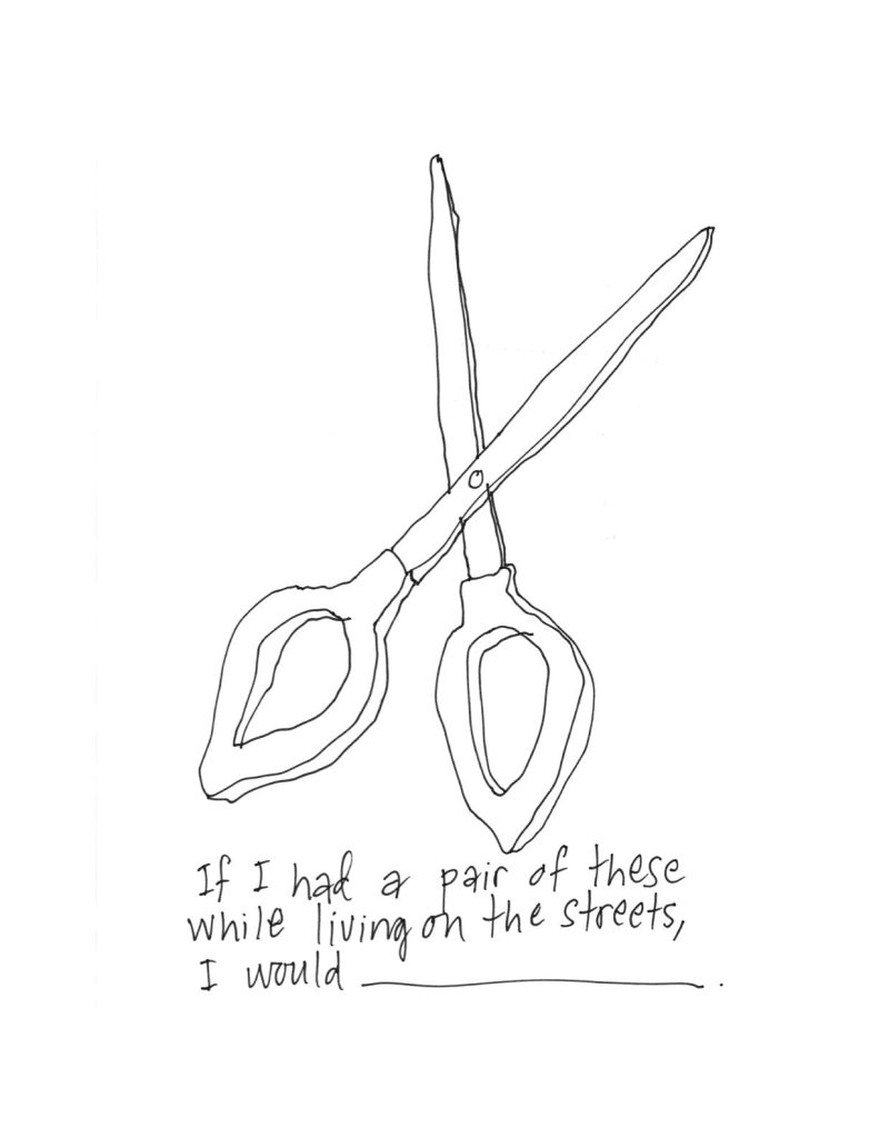 A drawn page by David Alan Goldberg from Things I Could Have Used While Homeless