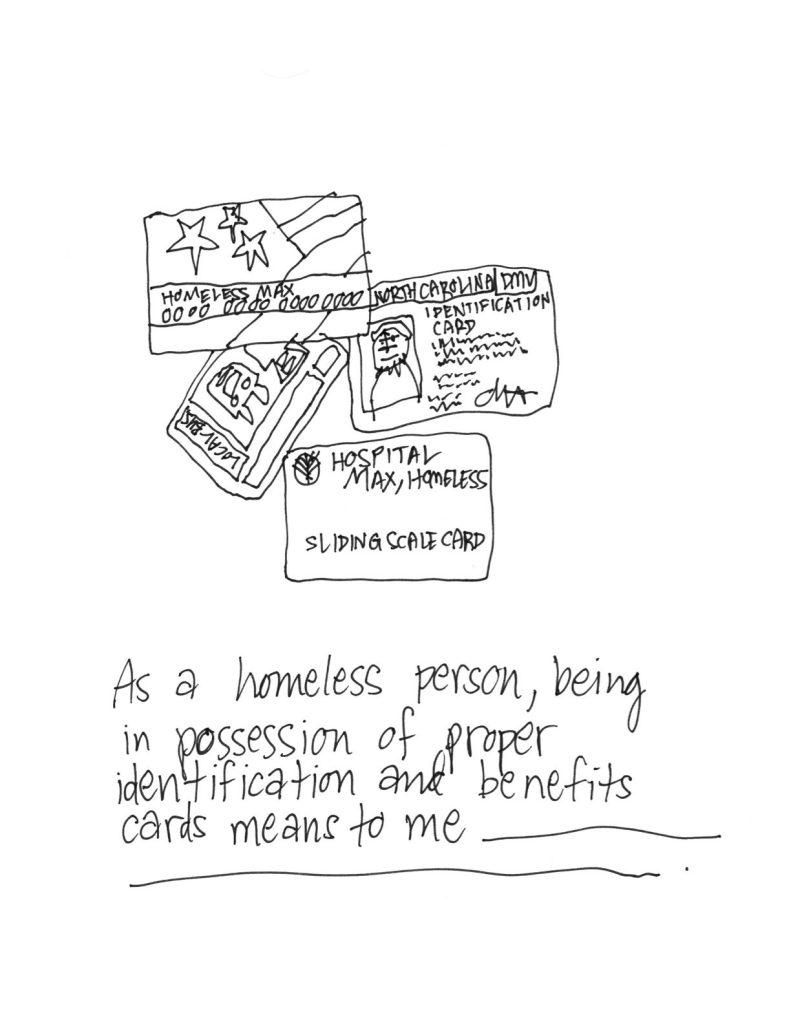A drawn page by David Alan Goldberg from Things I Could Have Used While Homeless