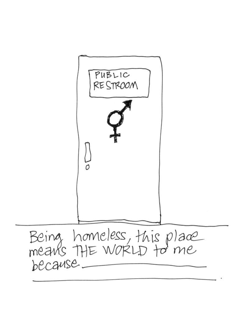 A drawn page by David Alan Goldberg from Things I Could Have Used While Homeless