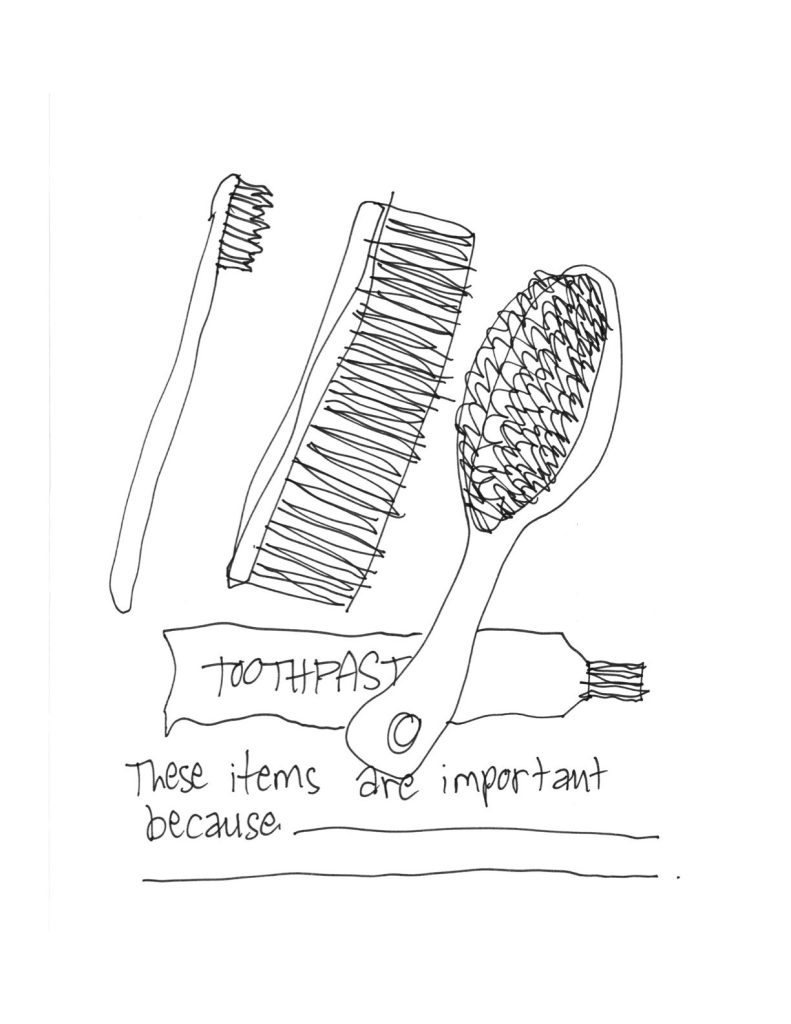 A drawn page by David Alan Goldberg from Things I Could Have Used While Homeless