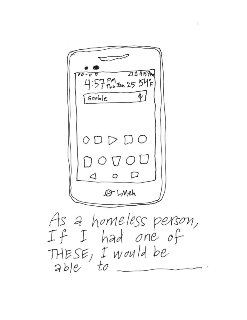 A drawn page by David Alan Goldberg from Things I Could Have Used While Homeless